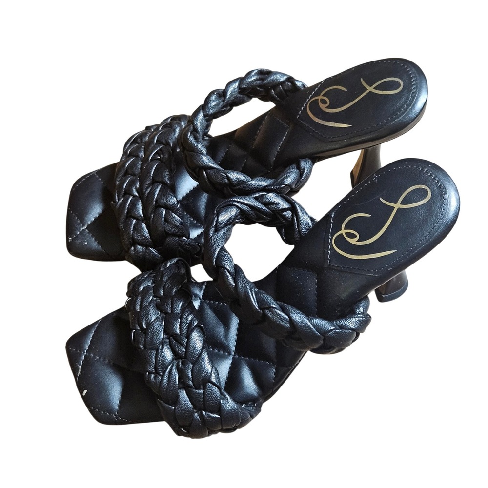 Sam Edelman Meghan Heeled Sandals 6.5 Braided Leather Strappy Square Toe Chic